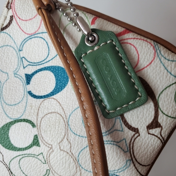 COACH Chelsea Multi-Colored C's Leather Wristlet Wallet Coin Pouch - Picture 11 of 15